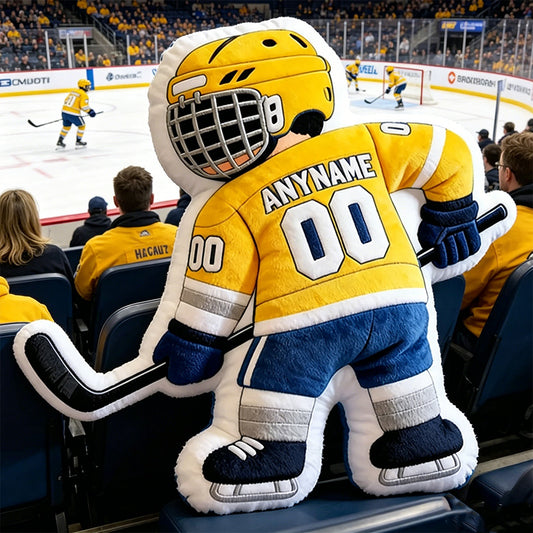 Personalized Adorable Ice Hockey Player Pillow with Custom Name and Jersey Number for Kids