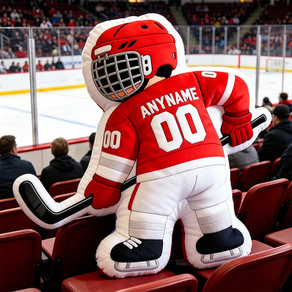 Personalized Adorable Ice Hockey Player Pillow with Custom Name and Jersey Number for Kids