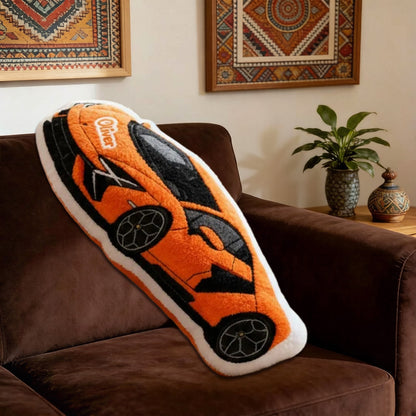 Customizable Sports Car Pillow – Personalize with Your Name, 3D Graphic Print, Perfect Gift for Boys