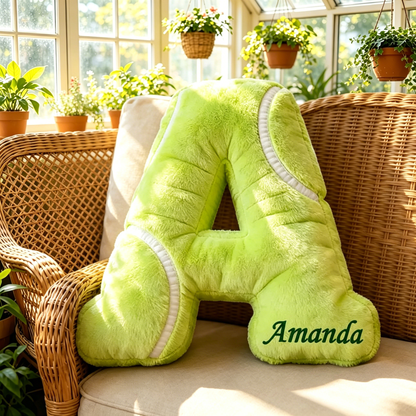 Personalized Tennis Letter-Shaped Pillow – Fun Room Decor for Tennis Players
