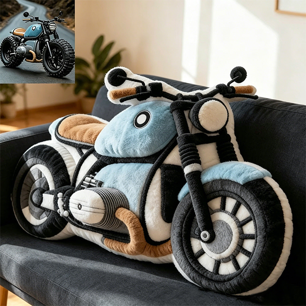 Custom Motorcycle Plush Pillow Personalized with Name – Perfect Gift for Biker Enthusiasts and Riders