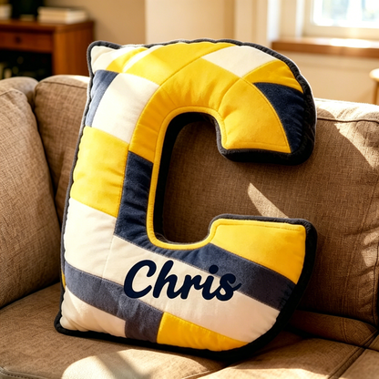 Personalized Volleyball Letter Shaped Pillow with Custom Name and Bold Design for Sports Fans