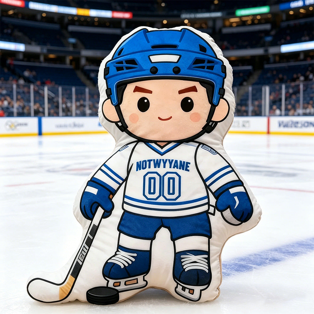 Personalized Hockey Player Pillow with Custom Jersey Number – Unique Gift for Players and Enthusiasts