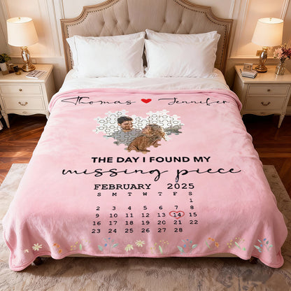 Test 2 BG Personalized Valentine's Day Heart Puzzle Blanket - Custom Photo & Text Gift