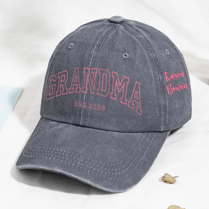 Personalized Embroidered Grandma Baseball Cap Custom Mom Hat Mother’s Day Gift Ideas