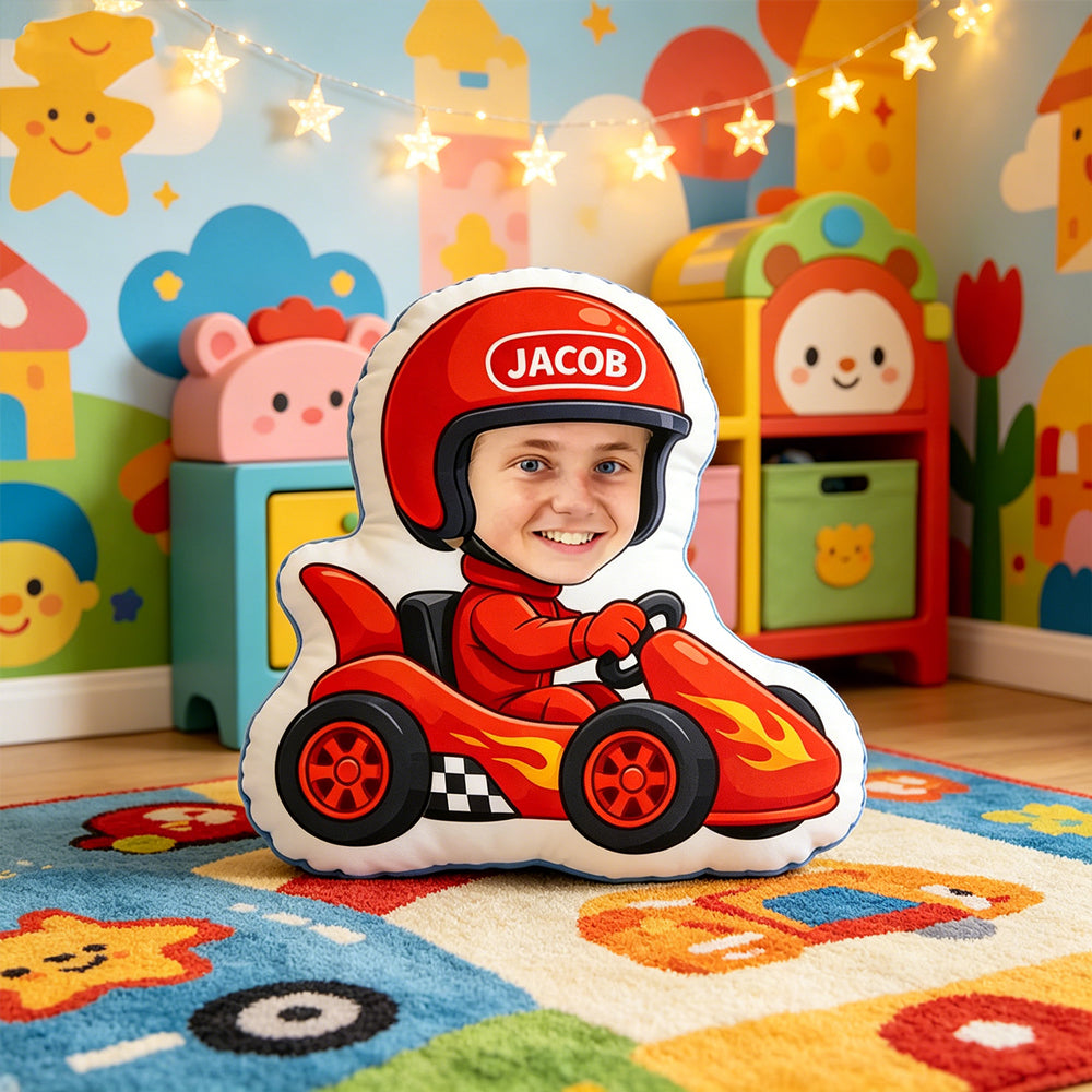 Personalized Go-Kart Pillow for Kids – Gift for Racing Fans