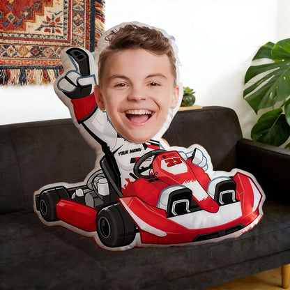 Custom Kart Racing Pillow – Personalized Race Car Driver Cushion with Name Perfect Gift for Racing Fans