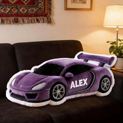 Personalized Race Car Shaped Pillow with Custom Name and Choice of Car Color – Soft Plush Cushion Featuring Vibrant 3D Graphic Print, Unique Gift for Racing Enthusiasts and Car Lovers