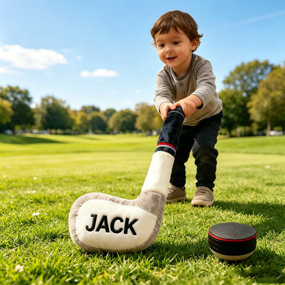 Personalized Hockey Stick Shaped Pillow with Custom Name – Sports Room Decor for Kids