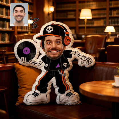 Personalized Funny Custom Face DJ Pillow, Custom Photo Plush Cushion, Unique Meme Gift for Friends, Party & Music Lovers