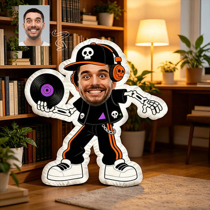 Personalized Funny Custom Face DJ Pillow, Custom Photo Plush Cushion, Unique Meme Gift for Friends, Party & Music Lovers