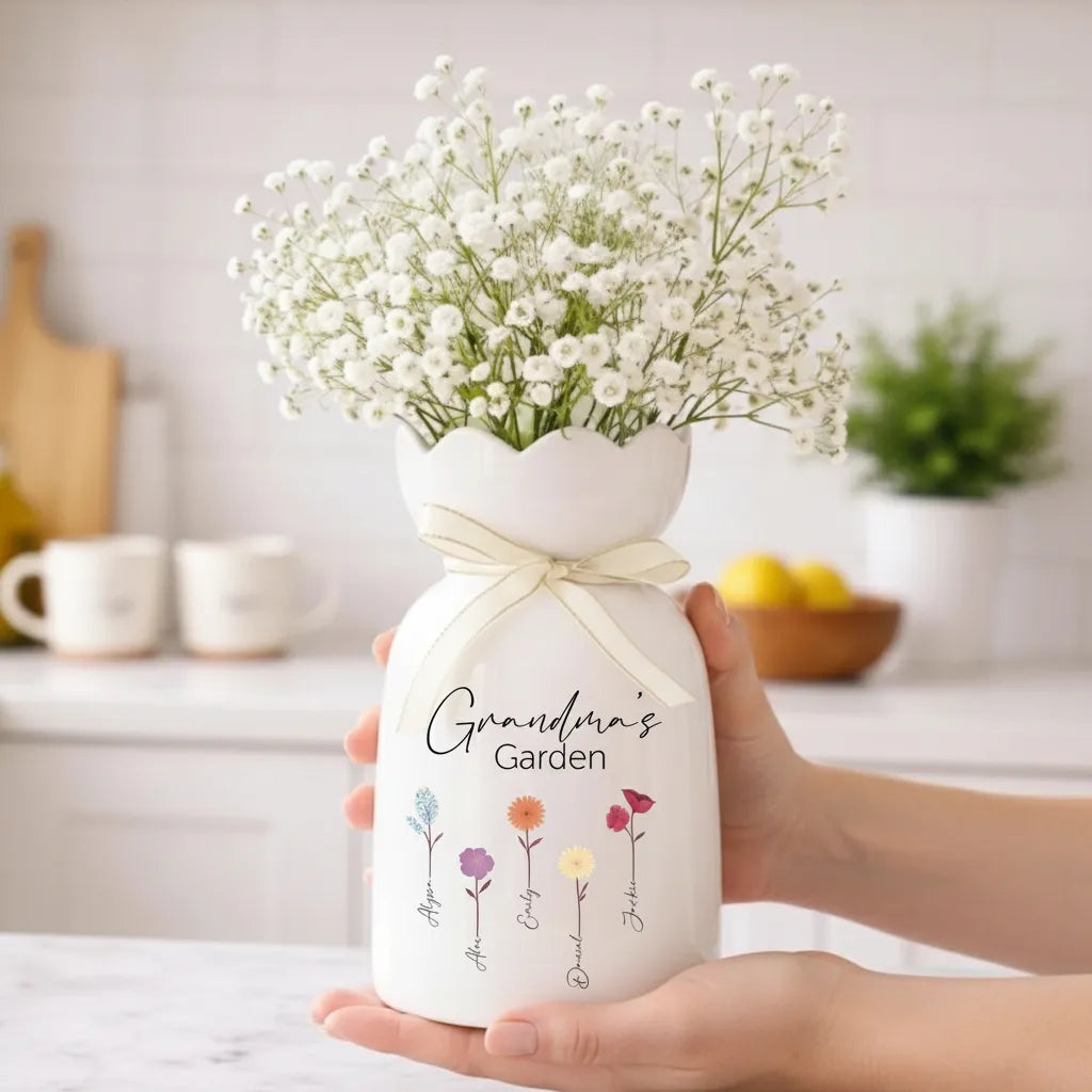 Personalized Grandma's Garden Flower Vase with Name Mother's Day Gift for Mom