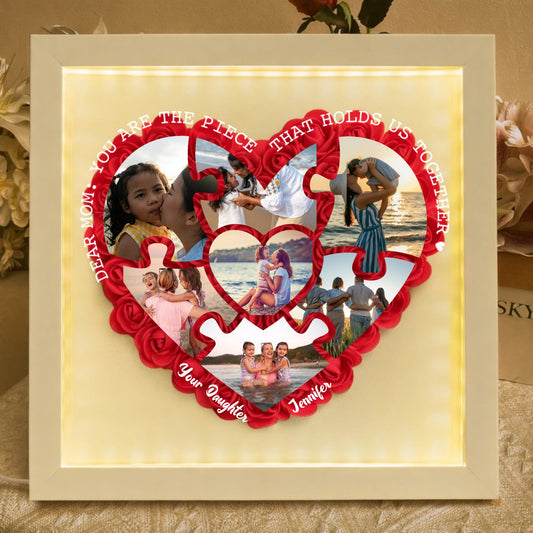 Personalized Light Flower Shadow Box With Photos Piece Mother's Day Gift