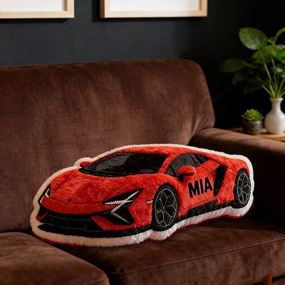 Personalized Sports Car Shaped Pillow Custom Name Plush Cushion Choose Your Car Color 3D Printed Gift for Racing Enthusiasts