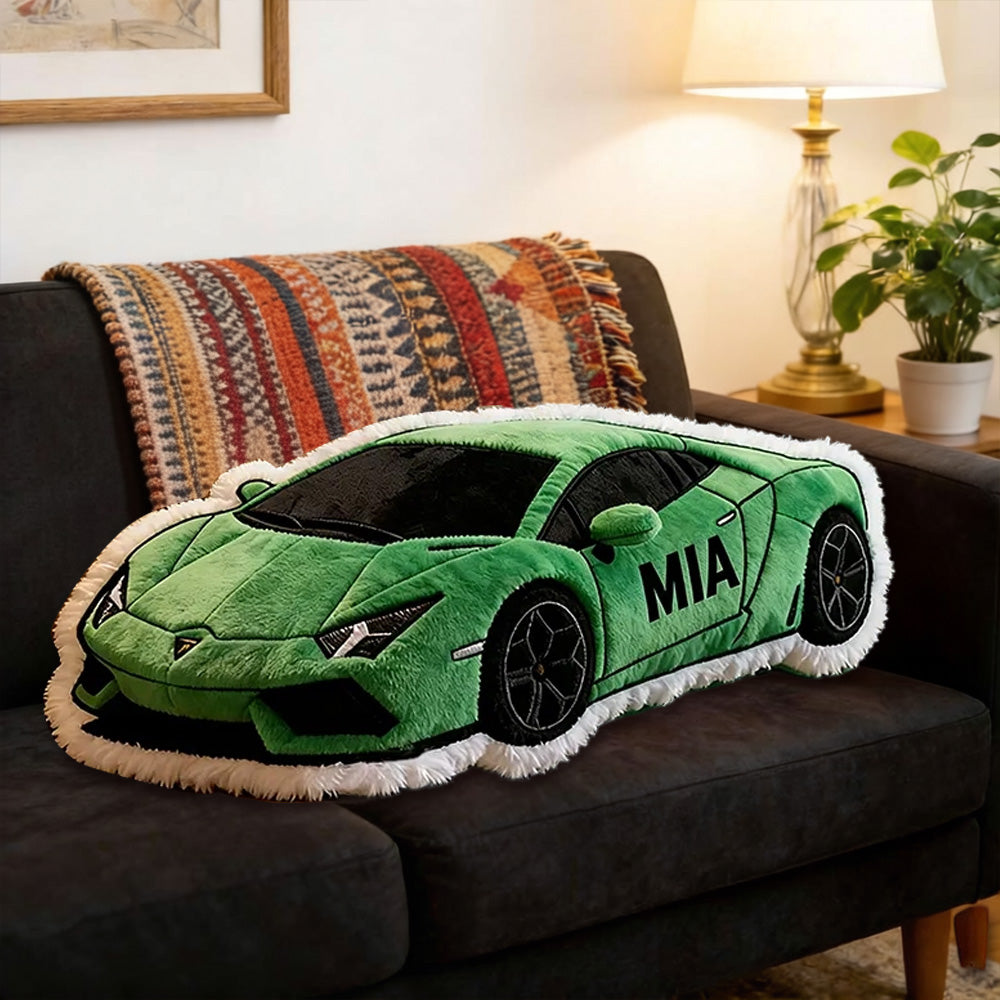 Personalized Sports Car Shaped Pillow Custom Name Plush Cushion Choose Your Car Color 3D Printed Gift for Racing Enthusiasts