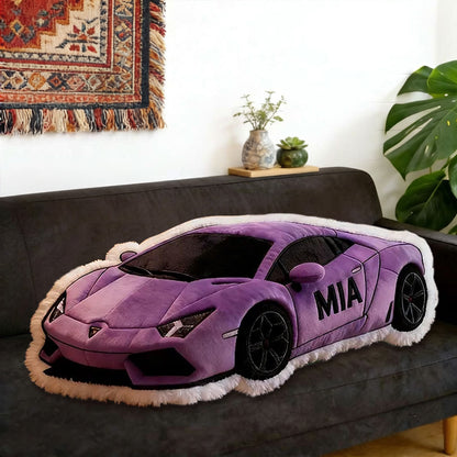 Personalized Sports Car Shaped Pillow Custom Name Plush Cushion Choose Your Car Color 3D Printed Gift for Racing Enthusiasts