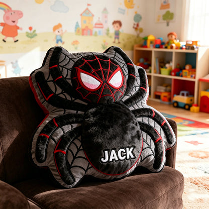Personalized Spider Hero Movie Pillow with Custom Name, Superhero Plush Cushion, Gift for Kids, Cartoon & Movie Fans