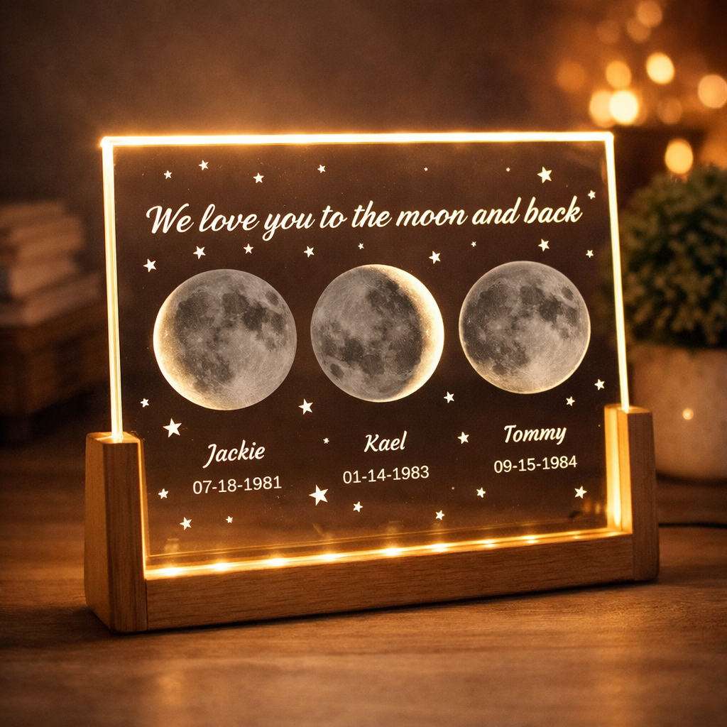 Personalized We Love You To The Moon And Back Custom Moon Phase Photo Lamp Unique Birthday Keepsake For Mom Grandma Mother's Day Gift Ideas