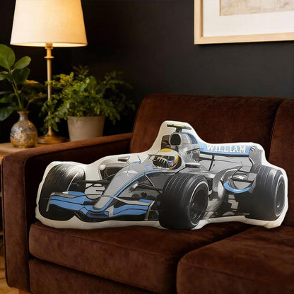 Personalized Race Car Shaped Pillow Custom Name Racing Cushion Gift for Car Lovers and Motorsport Fans