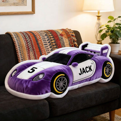 Custom Race Car Pillow – Personalized Name & Number Cushion 3D Graphic Print Gift for Racing Fans