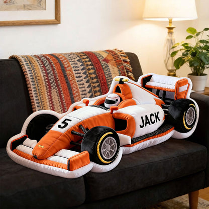 Personalized Race Car Pillow Custom Name & Number Racing Cushion 3D Printed Gift for Car Fans