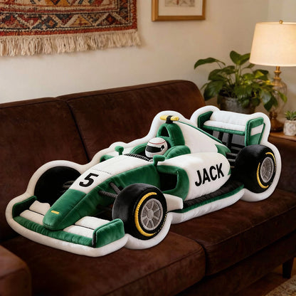 Personalized Race Car Pillow Custom Name & Number Racing Cushion 3D Printed Gift for Car Fans