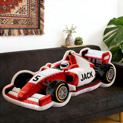 Personalized Race Car Pillow Custom Name & Number Racing Cushion 3D Printed Gift for Car Fans