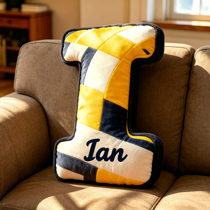 Personalized Volleyball Letter Shaped Pillow with Custom Name and Bold Design for Sports Fans