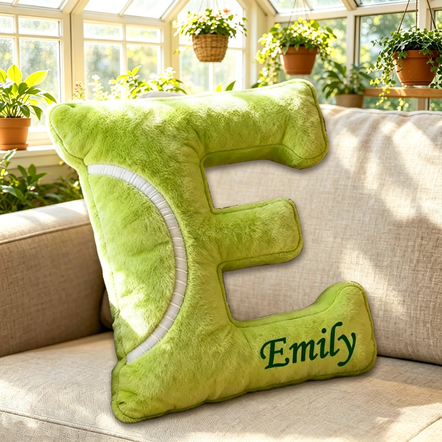 Personalized Tennis Letter-Shaped Pillow – Fun Room Decor for Tennis Players