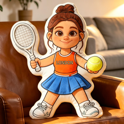 Personalized Tennis Player Girl Pillow – Custom 3D Print Cushion for Tennis Lovers