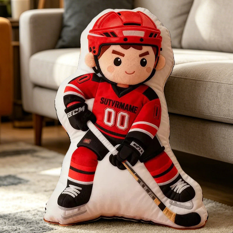 Personalized Ice Hockey Cushion with Custom Details – Perfect for Kids, Players, and Fans