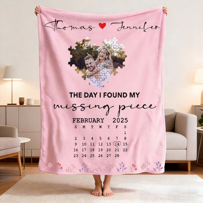 Test 2 BG Personalized Valentine's Day Heart Puzzle Blanket - Custom Photo & Text Gift