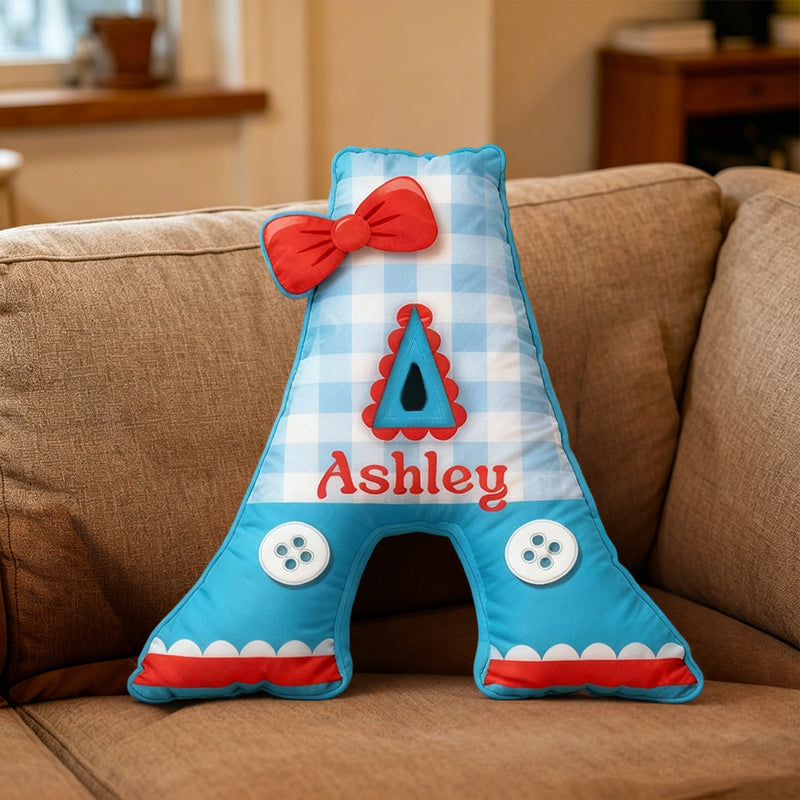 Personalized Cartoon Movie Adventure Alphabet Pillow with Custom Initial, Kids Gift, Christmas Birthday Plush Cushion