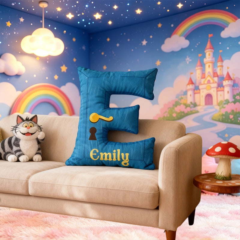 Personalized Cartoon Movie Hidden Kingdom Alphabet Pillow with Custom Initial, Kids Christmas Birthday Gift Cushion