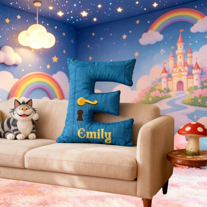 Personalized Cartoon Movie Hidden Kingdom Alphabet Pillow with Custom Initial, Kids Christmas Birthday Gift Cushion