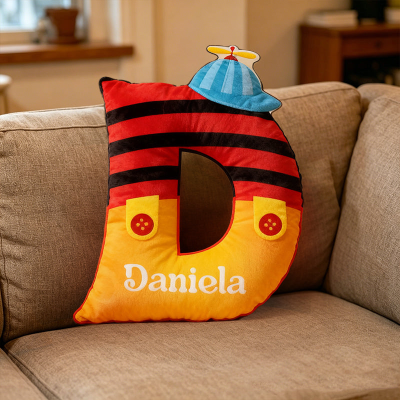 Personalized Vintage Cartoon Movie Dreamland Alphabet Pillow with Custom Initial, Kids Christmas Birthday Gift Cushion