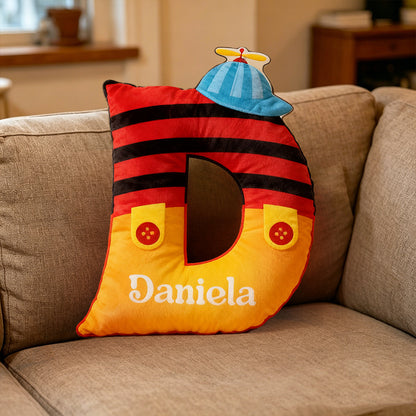 Personalized Vintage Cartoon Movie Dreamland Alphabet Pillow with Custom Initial, Kids Christmas Birthday Gift Cushion