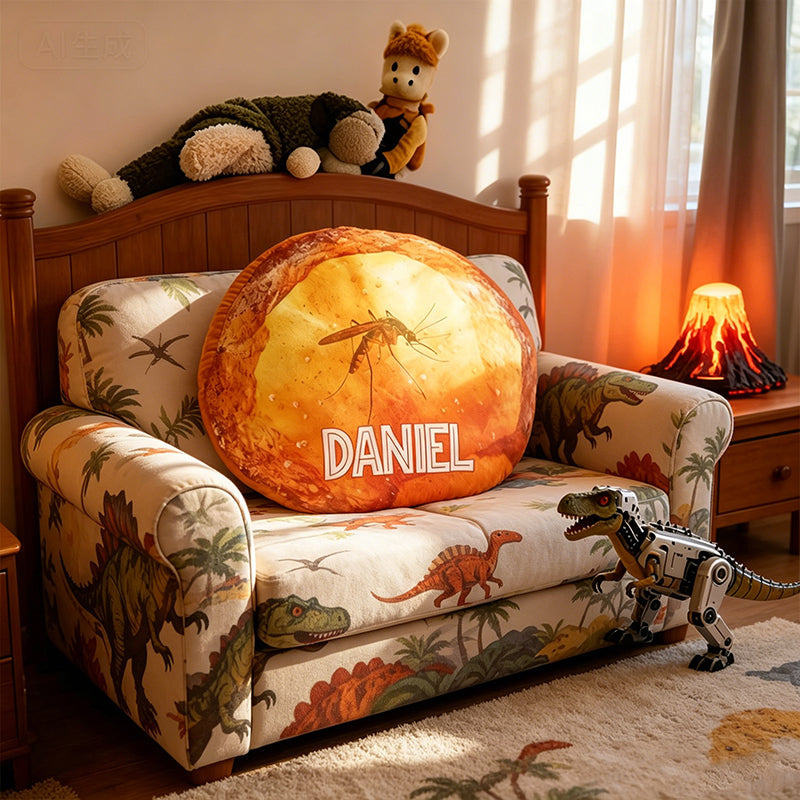 Personalized Dinosaur Amber Movie Shaped Pillow with Custom Name, Kids Christmas Birthday Gift Plush Cushion