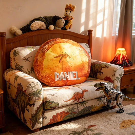 Personalized Dinosaur Amber Movie Shaped Pillow with Custom Name, Kids Christmas Birthday Gift Plush Cushion