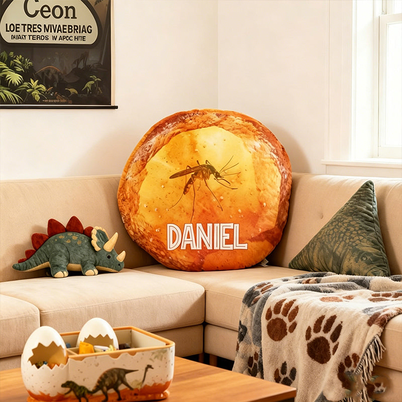Personalized Dinosaur Amber Movie Shaped Pillow with Custom Name, Kids Christmas Birthday Gift Plush Cushion