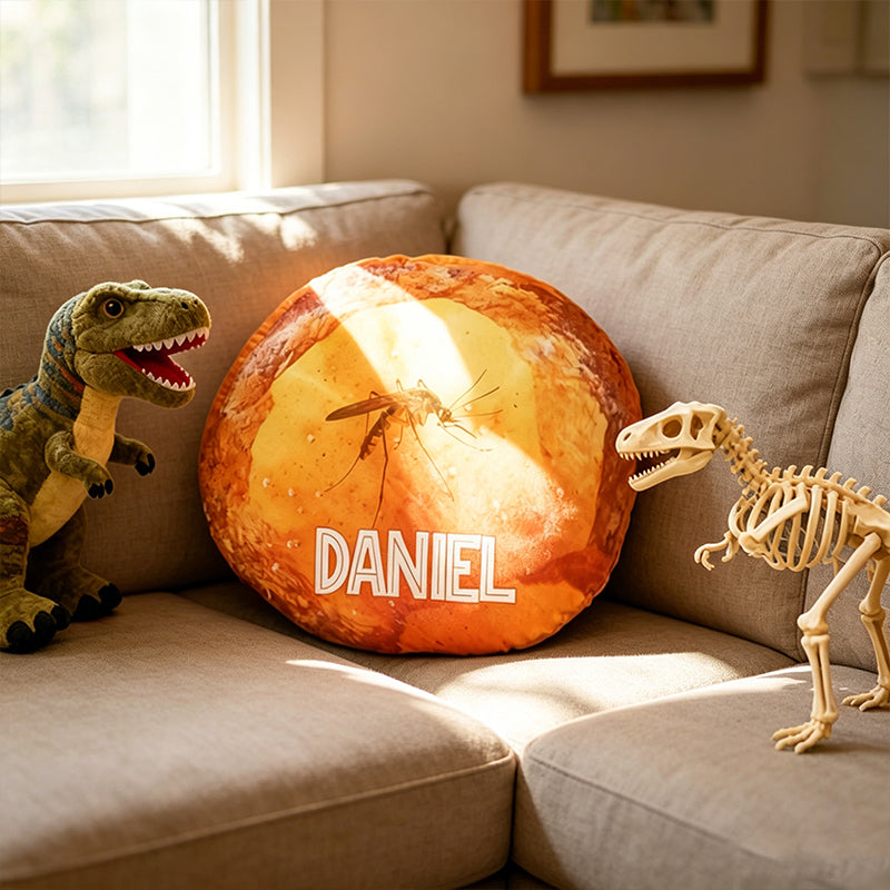 Personalized Dinosaur Amber Movie Shaped Pillow with Custom Name, Kids Christmas Birthday Gift Plush Cushion
