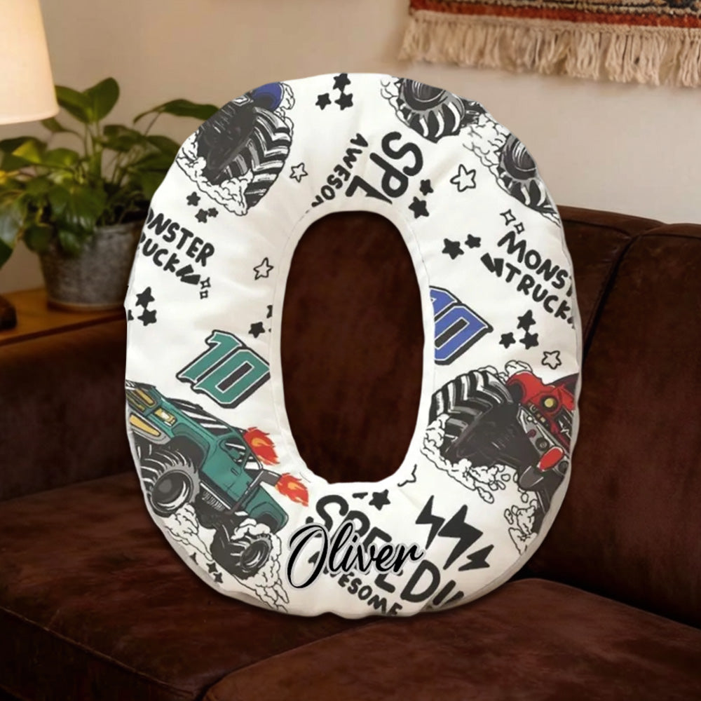 Custom Racing Doodle Initial Pillow – Personalized Name Gift for Motorsport Enthusiasts