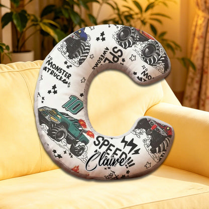 Custom Racing Doodle Initial Pillow – Personalized Name Gift for Motorsport Enthusiasts