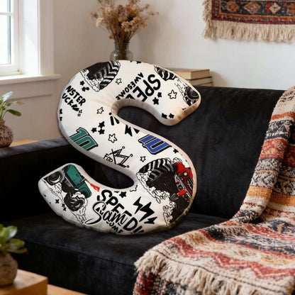 Custom Racing Doodle Initial Pillow – Personalized Name Gift for Motorsport Enthusiasts