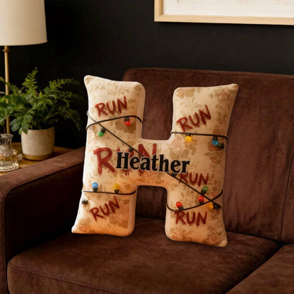 Personalized Horror Movie Alphabet Pillow with Custom Initial, Kids & TV Show Lovers Christmas Birthday Gift Cushion