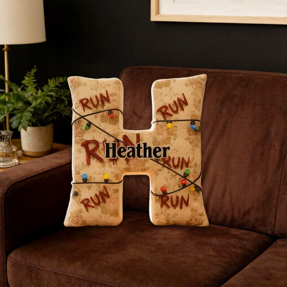 Personalized Horror Movie Alphabet Pillow with Custom Initial, Kids & TV Show Lovers Christmas Birthday Gift Cushion