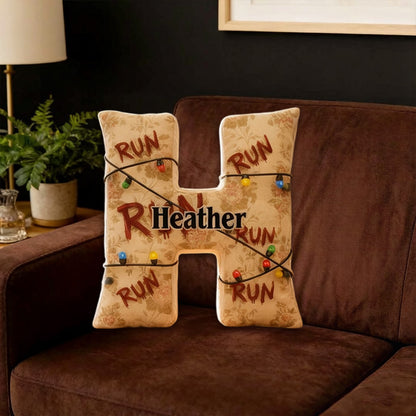 Personalized Horror Movie Alphabet Pillow with Custom Initial, Kids & TV Show Lovers Christmas Birthday Gift Cushion