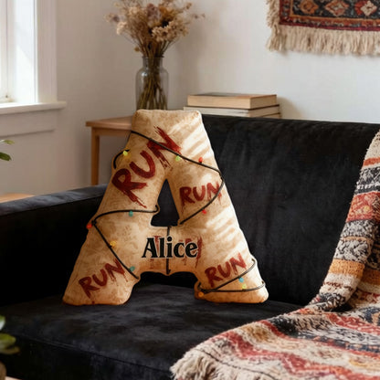 Personalized Horror Movie Alphabet Pillow with Custom Initial, Kids & TV Show Lovers Christmas Birthday Gift Cushion