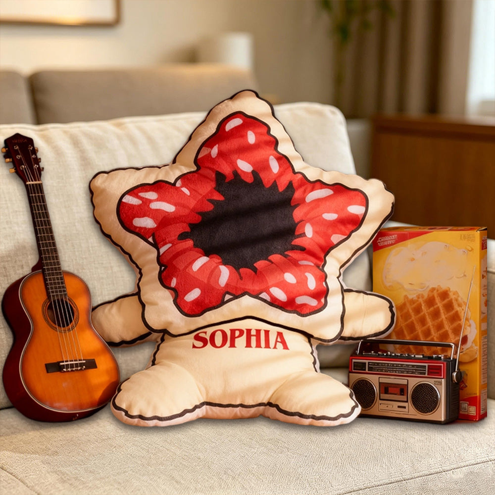 Personalized Vintage Monster Movie Shaped Pillow with Custom Name, Kids Christmas Birthday Gift Plush Cushion