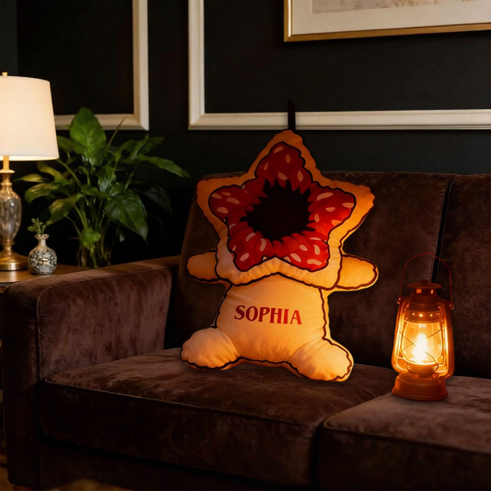 Personalized Vintage Monster Movie Shaped Pillow with Custom Name, Kids Christmas Birthday Gift Plush Cushion